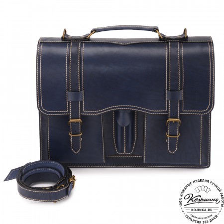 Кожаный портфель "Юрист" (синий)